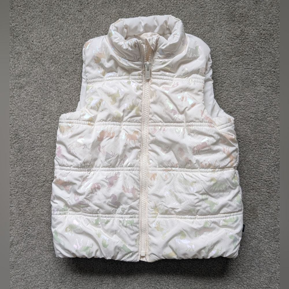 Gap White Iridescent Unicorn Vest size 5